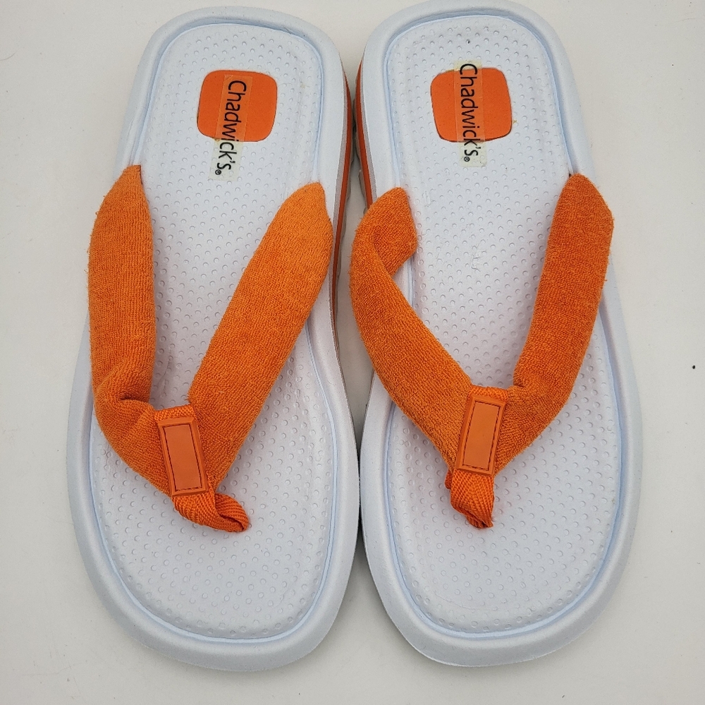 Chadwicks Orange and White Terrycloth Thong Flip Flops - Size 9 - NWOT